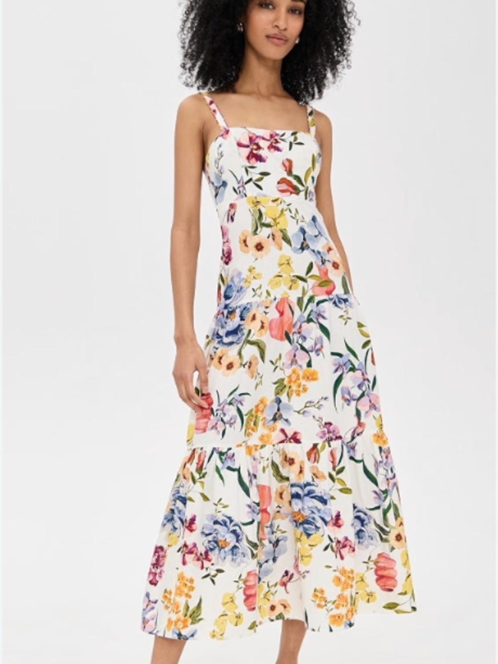 Farm Rio Greek Garden Off White Floral Sleeveless Maxi Dress Size L $260